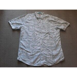 Marti kat shirt Mens XL Fish Pattern Button Up Short Sleeve Collared Modal Blend